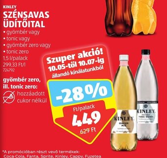ALDI KINLEY SZÉNSAVAS ÜDÍTŐITAL 1,5 l ajánlat