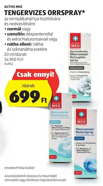 ALDI ACTIVE MED TENGERVIZES ORRSPRAY 20 ml ajánlat