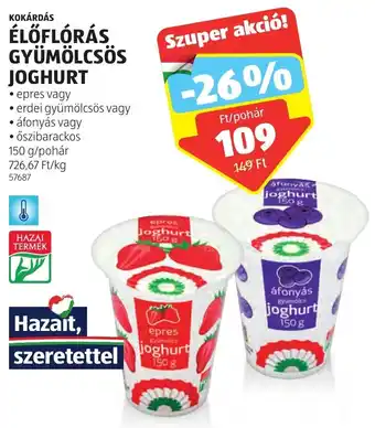 KOKÁRDÁS ÉLŐFLÓRÁS GYÜMÖLCSÖS JOGHURT 150 g