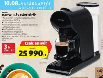 ALDI AMAROY KAPSZULÁS KÁVÉFŐZŐ 1 db ajánlat
