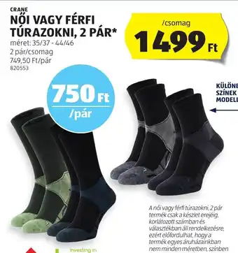 ALDI CRANE NŐI VAGY FÉRFI TÚRAZOKNI 2 pár ajánlat