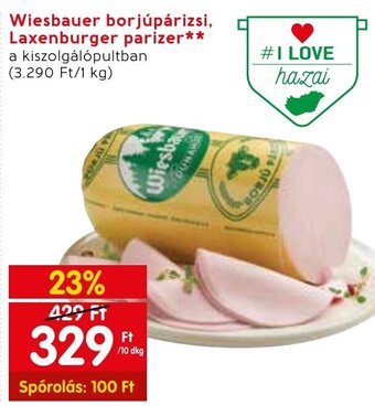 Spar Wiesbauer borjúpárizsi, Laxenburger parizer 10 dkg ajánlat