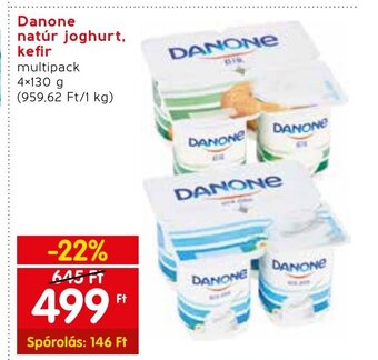 Danone natúr joghurt, kefir 4 x 130 g