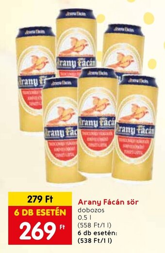 Spar Arany Fácán sör 0,5 l ajánlat
