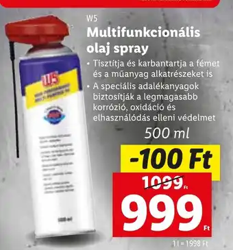 Lidl W5 Multifunkcionális olaj spray 500 ml ajánlat