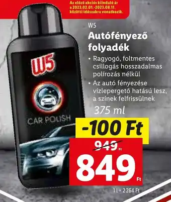 W5 Autófényező folyadék 375 ml