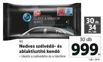 Lidl W5 Nedves szélvédő- és ablaktisztító kendő 30 db ajánlat