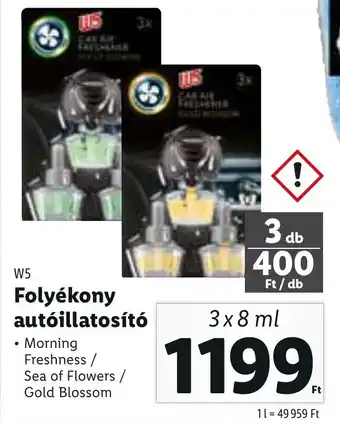 Lidl W5 Folyékony autóillatosító 3 x 8 ml ajánlat