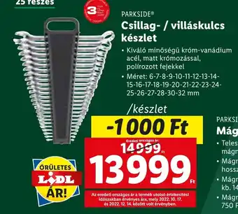 Lidl PARKSIDE Csillag- / villáskulcs készlet ajánlat