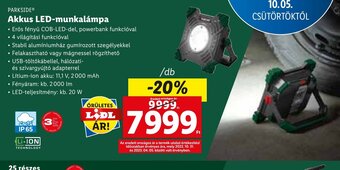 Lidl PARKSIDE Akkus LED-munkalámpa 1 db ajánlat