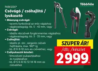 Lidl PARKSIDE Csővágó / csőhajlító / lyukasztó 1 db / 1 készlet ajánlat