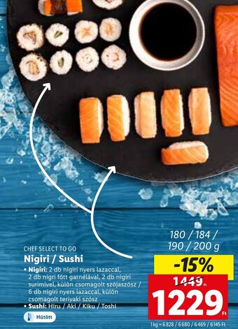 Lidl CHEF SELECT TO GO Nigiri / Sushi 180 -  200 g ajánlat