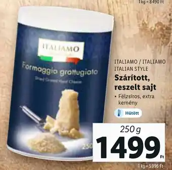 Lidl ITALIAMO / ITALIAMO ITALIAN STYLE Szárított, reszelt sajt 250 g ajánlat