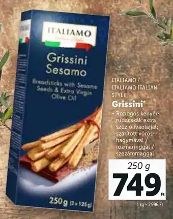 Lidl ITALIAMO / ITALIAMO ITALIAN Grissini 250 g ajánlat