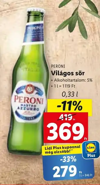 PERONI Világos sör
