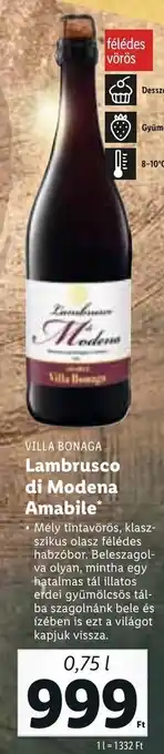 Lidl VILLA BONAGA Lambrusco di Modena Amabile 0,75 l ajánlat