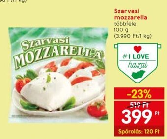 Spar Szarvasi mozzarella 100 g ajánlat