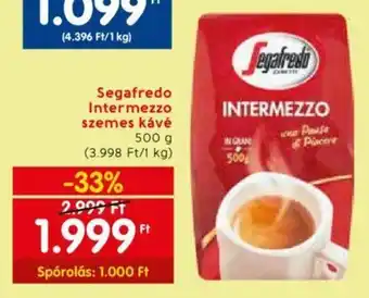Spar Segafredo Intermezzo szemes kávé 500 g ajánlat