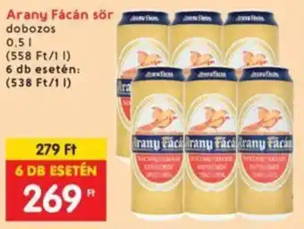 Arany Fácán sör 0,5 l