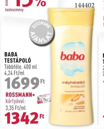 Rossmann BABA TESTÁPOLÓ 400 ml ajánlat