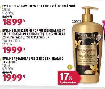 Rossmann EVELINE BLACK&WHITE VANILLA HIDRATÁLÓ TESTÁPOLÓ 350 ml ajánlat