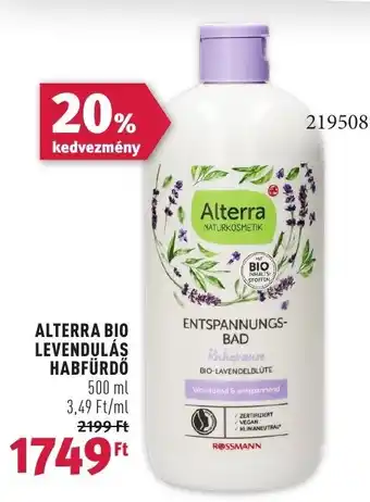 ALTERRA BIO LEVENDULÁS HABFÜRDŐ 500 ml