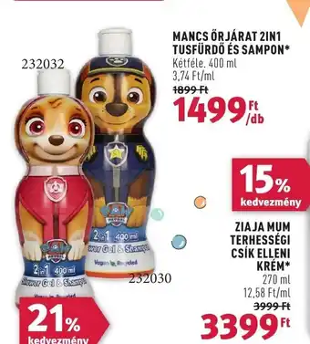 Rossmann MANCS ŐRJÁRAT 2IN1 TUSFÜRDŐ ÉS SAMPON 400 ml ajánlat