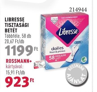 Rossmann LIBRESSE TISZTASÁGI BETÉT 58 db ajánlat