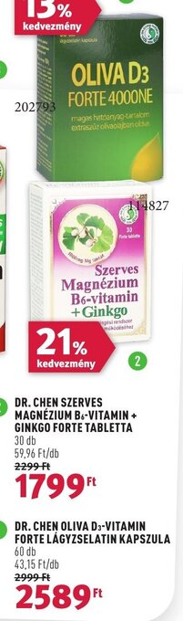 Rossmann DR. CHEN OLIVA D3-VITAMIN FORTE LÁGYZSELATIN KAPSZULA 60 db ajánlat