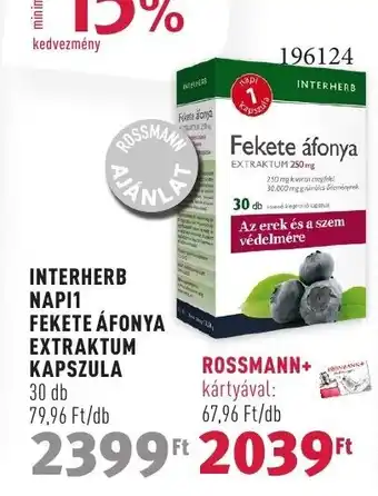 Rossmann INTERHERB FEKETE ÁFONYA EXTRAKTUM KAPSZULA 30 db ajánlat