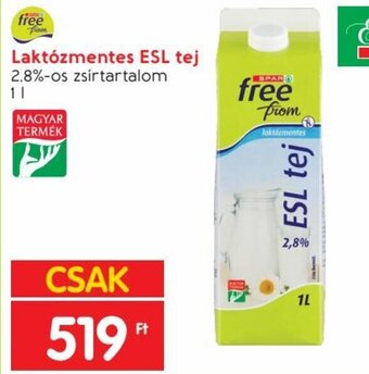 Spar Laktózmentes ESL tej 1 l ajánlat