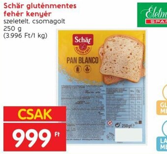 Spar Schär gluténmentes fehér kenyér 250 g ajánlat