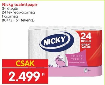 Spar Nicky toalettpapír 24 tekercs ajánlat