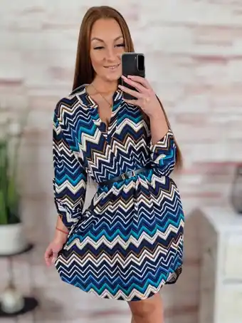 Mintás, selymes anyagú, öves ruha/tunika m-l-xl