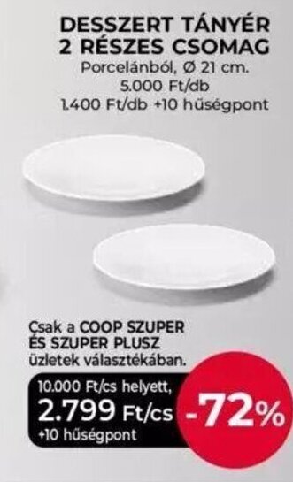 Coop DESSZERT TÁNYÉR 2 RÉSZES CSOMAG Ø 21 cm ajánlat