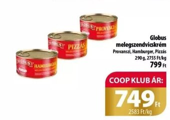 Coop Globus melegszendvicskrém 290g ajánlat