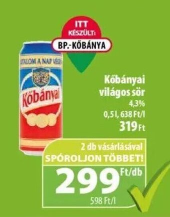 Coop Kőbányai világos sör 0,5l ajánlat