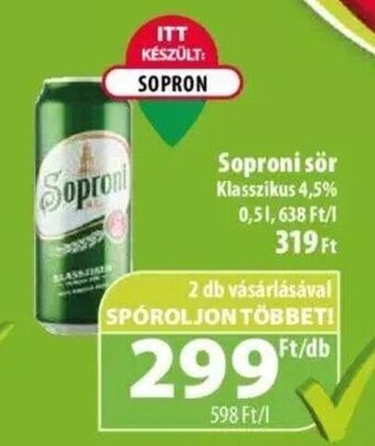 Coop Soproni sör 0,5l ajánlat