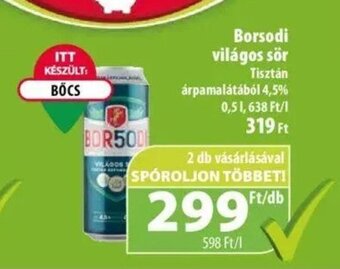 Coop Borsodi világos sör 0,5l ajánlat