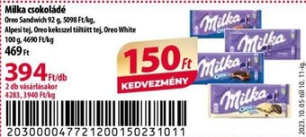 Coop Milka csokoládé 92 / 100 g ajánlat