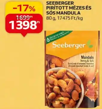 Auchan SEEBERGER PIRÍTOTT MÉZES ÉS SÓS MANDULA 80g ajánlat