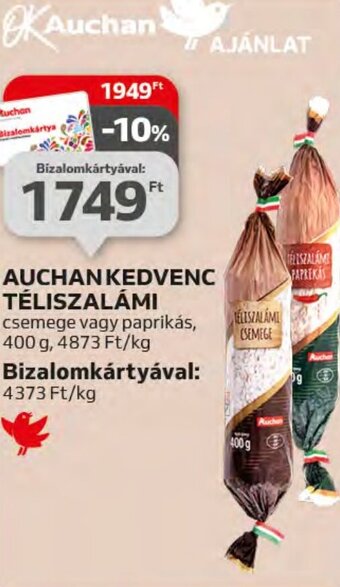 Auchan AUCHAN KEDVENC TÉLISZALÁMI, 400g ajánlat
