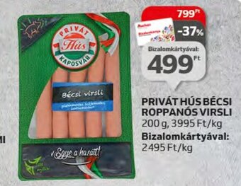 Auchan PRIVÁT HÚS BÉCSI ROPPANÓS VIRSLI 200g ajánlat