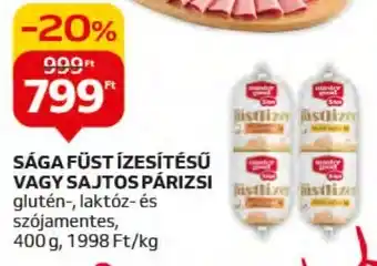 Auchan SÁGA FÜST ÍZESÍTÉSŰ VAGY SAJTOS PÁRIZSI, 400g ajánlat