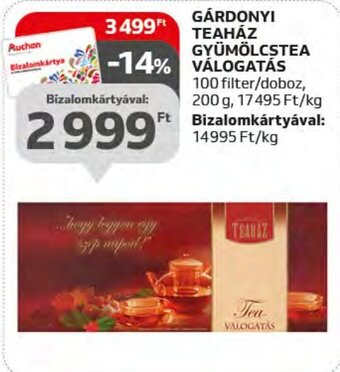 Auchan GÁRDONYI TEAHÁZ GYÜMÖLCSTEA VALOGATÁS 100 filter ajánlat