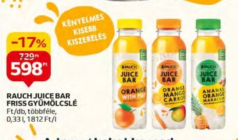 Auchan RAUCH JUICE BAR FRISS GYÜMÖLCSLÉ 0,33 l ajánlat