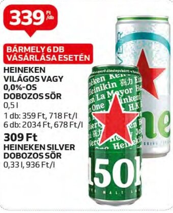 Auchan HEINEKEN VILÁGOS stb. 0,5 l ajánlat