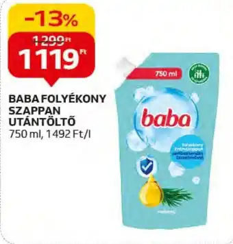 Auchan BABA FOLYÉKONY SZAPPAN UTÁNTÖLTŐ 750 ml ajánlat