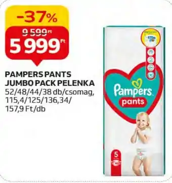 Auchan PAMPERS PANTS JUMBO PACK PELENKA 52 - 38 db ajánlat