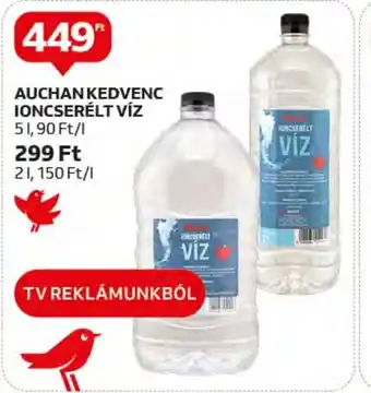 AUCHAN KEDVENC IONCSERÉLT VÍZ 5 l